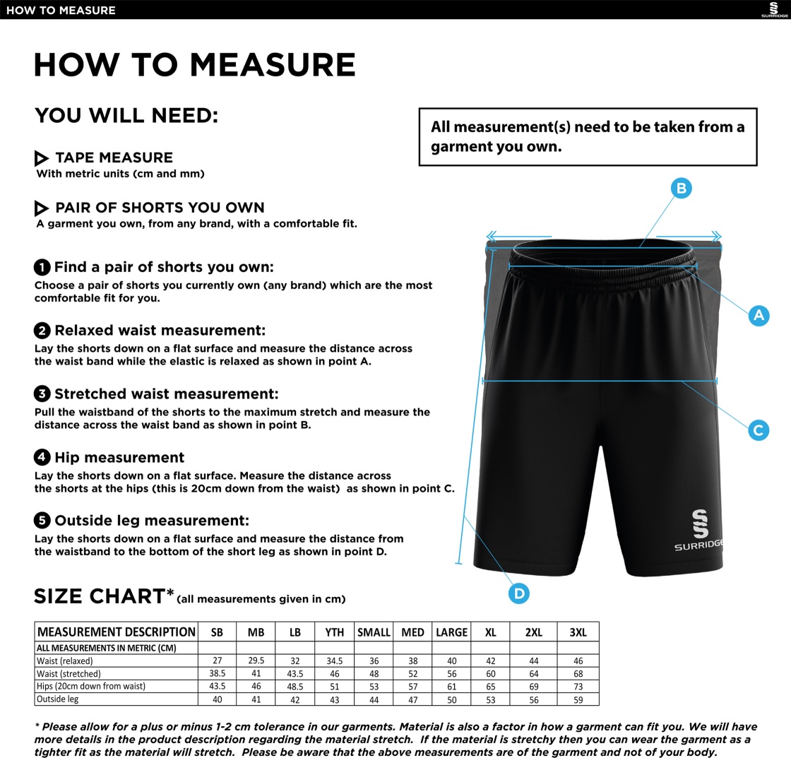 Outwood CC - Blade Shorts - Size Guide